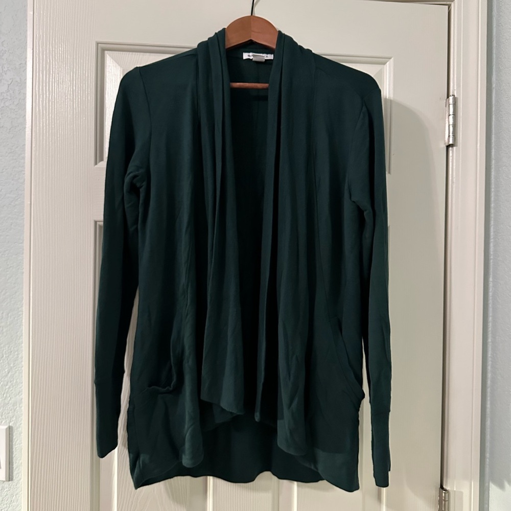 Athleta Pranayama Restore Dark Green Rib Wrap Sweater size XS